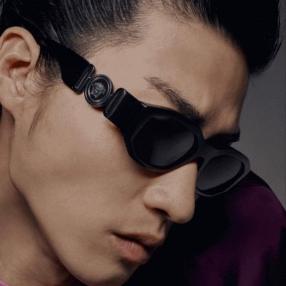 Versace Men Sunglasses Black Grey Rectangle VE4361 Medusa Biggie 536087 NEW - Picture 11 of 13